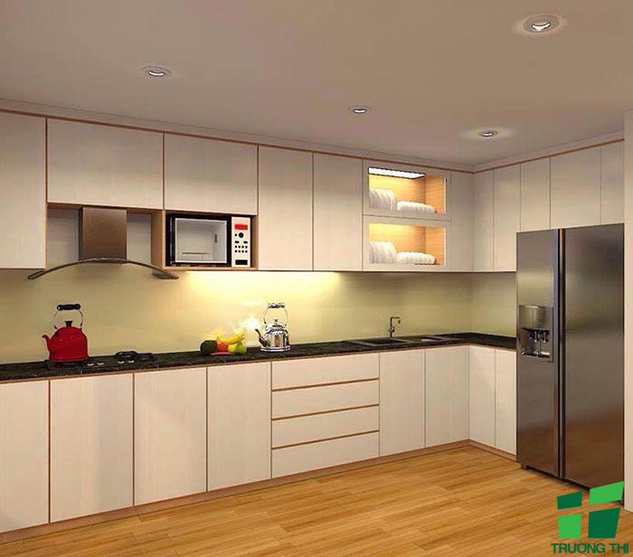 Kính ốp bếp màu vàng sữa 1