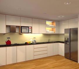 Kính ốp bếp màu vàng sữa