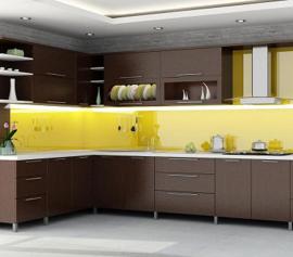 Kính ốp bếp màu vàng thư