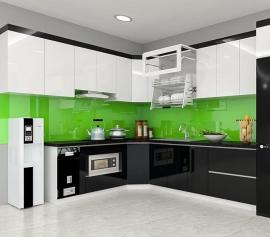 Kính ốp bếp màu xanh lá